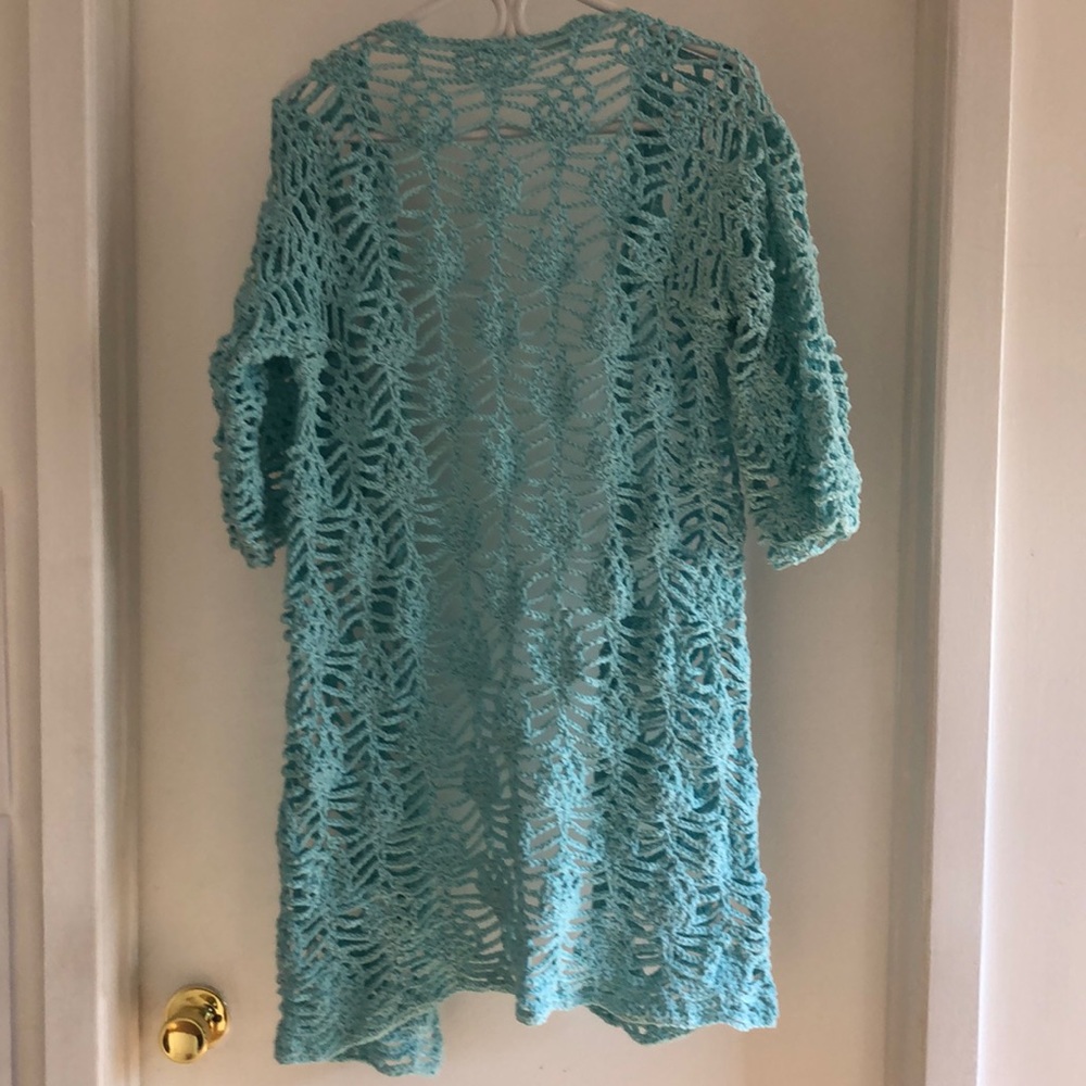 All hand crocheted cotton kimono cardigan - Picture 2 of 2